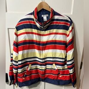 Mureli 80's VINTAGE Silk Zip Up striped light weight jacket coat Jacket